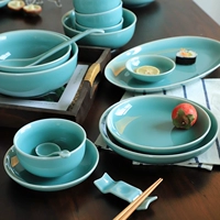 Керамические блюда Longquan Celadon Plate сочетают в себе домашнюю круглую тарелку китайский твердый твердый овощной блюдо, белая рисовая миска