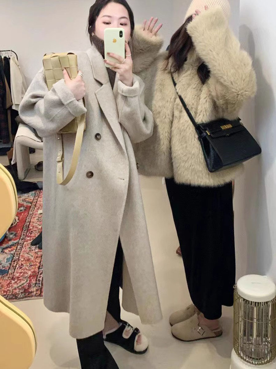 High sub-face, cashmere wool coat large coat lengthened 170 to ankle spring autumn 175 winter extra-long style relaxation-Taobao