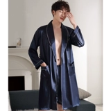 Шелковый осенний банный халат, тонкий лонгслив, летние шелковые шорты, длинная пижама, комплект