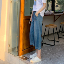 M Home Tails Soft Denim Thin and soft with type Lean Broadlegged Pants Straight barrel jeans 7 Pants Women Summer 2021