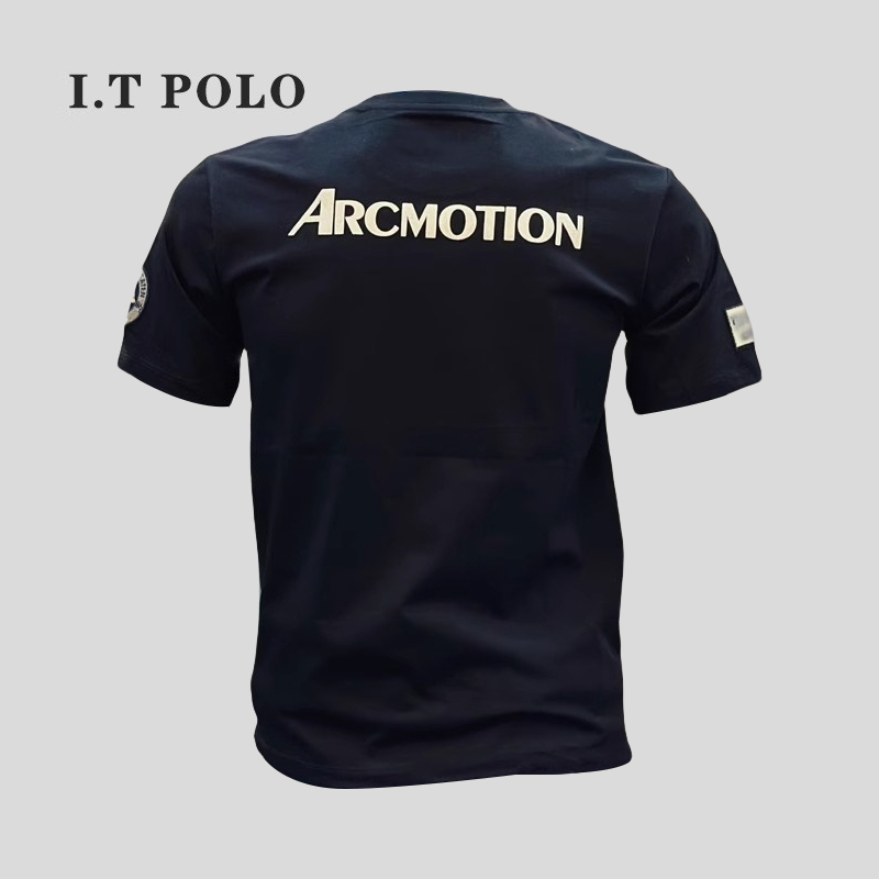I.T Polo Counter~ Slim Fit High-End Light Luxury Embroidered Lycra Cotton Men's Short-Sleeve T-Shirt with Printed Half-Sleeves for Summer