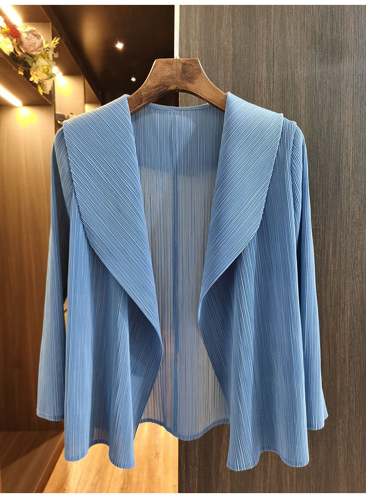 Áo cardigan nữ ngắn xếp ly 2022 dáng suông tay lỡ, phối khuy trước, tôn dáng — Tím hoa cà, Màu xanh da trời, Màu xanh lam, Màu xanh nước hồ chi tiết 20