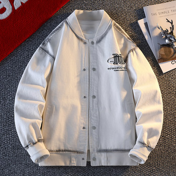 American baseball uniform men's spring and autumn washing denim jacket men's spring jacket teenager retro jacket