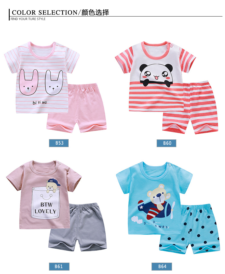 Mùa hè cho trẻ sơ sinh quần áo trẻ em cotton hai mảnh phù hợp với nam và nữ quần short bé ngắn tay Dịch vụ tại nhà Hàn Quốc - Phù hợp với trẻ em ao so sinh be trai