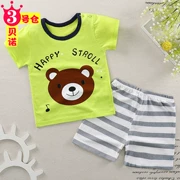 Quần áo trẻ em Bộ đồ cotton ngắn tay cho bé 1-2-3-4 tuổi Quần áo mùa hè cho bé trai và bé gái áo thun hai dây