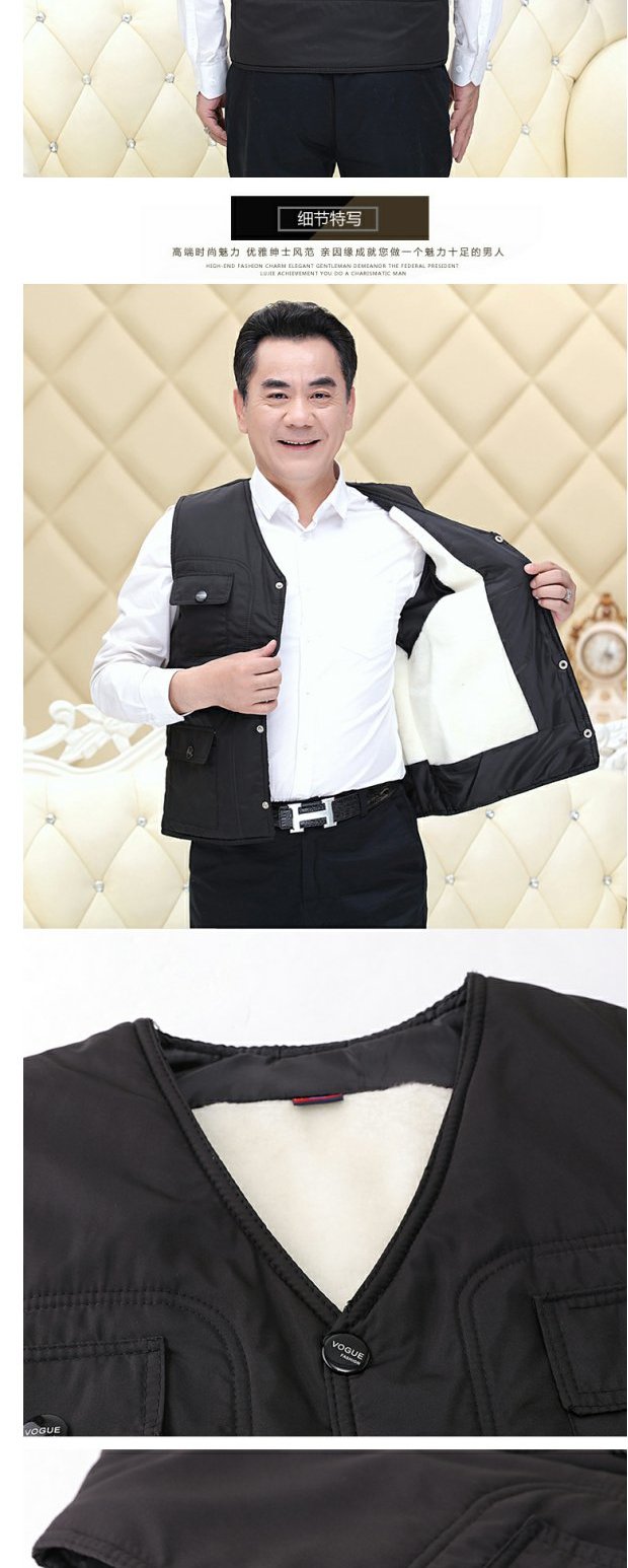 Mùa đông mới trung niên cha tải vest cotton cộng với nhung dày vest ấm vest bên ngoài áo khoác ông áo vest da nam