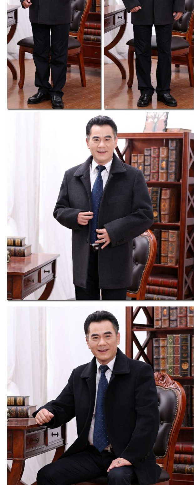 Áo len mùa đông cashmere cho nam trung niên áo len nam cộng với áo len dài trung niên áo len áo khoác nam cao cấp