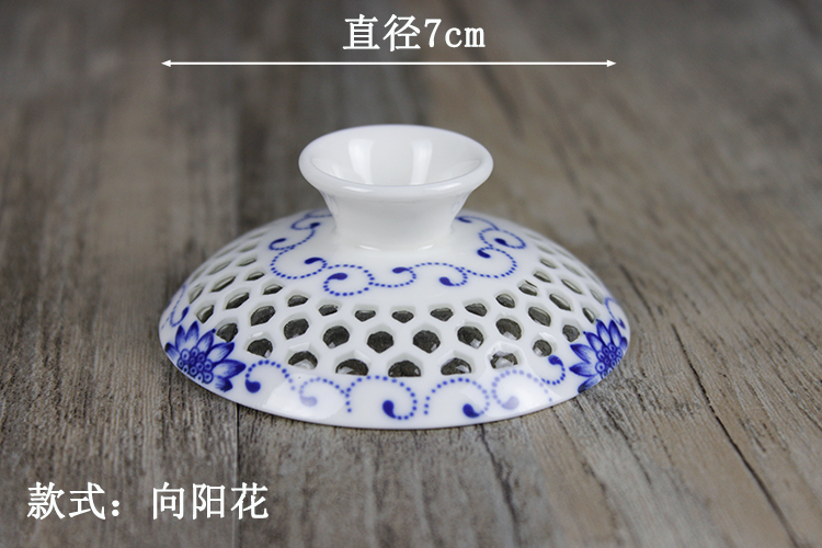 Tổ ong rỗng bao gồm bát bìa tinh tế tổ ong bộ chén cốc ba nắp nắp sứ màu xanh và trắng phụ kiện duy nhất - Trà sứ bình pha trà thủy tinh