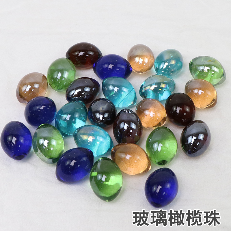 Sea blue 3X2cm rugby ball oval solid with flashing glass beads toy beads 50 grains