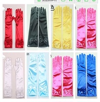 Childrens wedding flower gloves gloves dance gloves white black yellow pink pink sky blue
