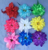 Sixty-first children in primary and secondary school girls perform clothesheaddress blue pink green yellow and white