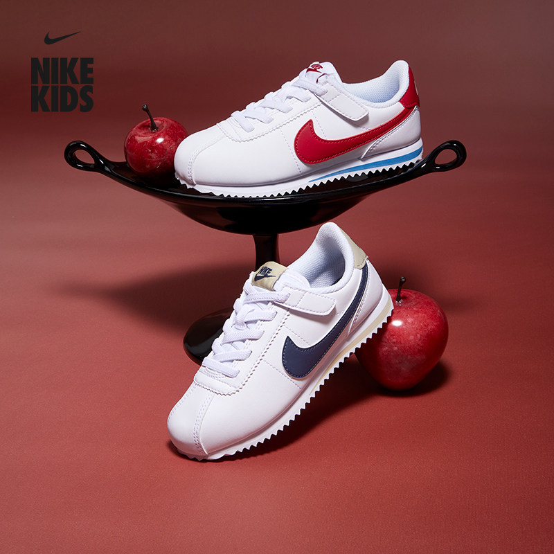 Nike Официальная спортивная обувь Nike для мальчиков и девочек CORTEZ для маленьких детей, которую легко надевать и снимать, летняя обувь на липучке grip DM0951 Изображение 1