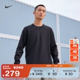 Nike, хлопковый мягкий лонгслив для отдыха, свободный крой, круглый воротник, с вышивкой