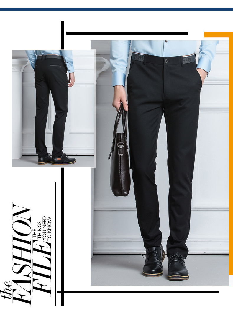 Stretch Slim Male Business Quần thường xuyên Quần nóng miễn phí Mùa thu và mùa đông Dày Thanh niên Quần nam Anh Quần nhỏ chân dài quần đùi nam