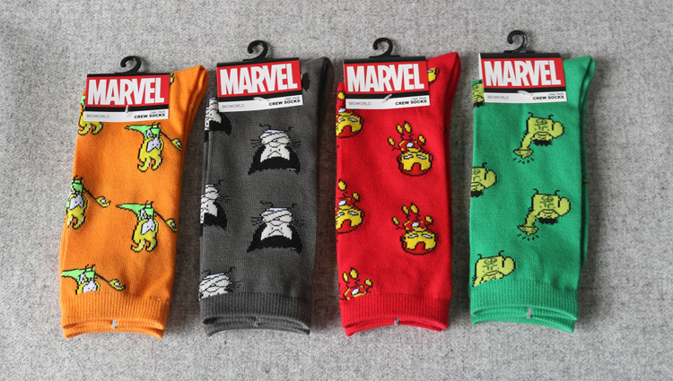 Phim hoạt hình Superman Spider-Man Iron Man American Hero khử mùi màu trong Stockings - Vớ hàng tuần tất nam cổ ngắn