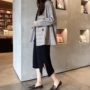 Mùa thu phiên bản Hàn Quốc của thời trang retro hoang dã sang trọng kiểm tra dài tay giản dị nhỏ áo khoác đan áo vest dài váy phù hợp với phụ nữ shop quần áo nữ