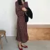 Mùa thu Hàn Quốc phụ nữ lỏng lẻo áo vest dệt kim thời trang + váy hoa dài tay hai bộ thủy triều váy đầm