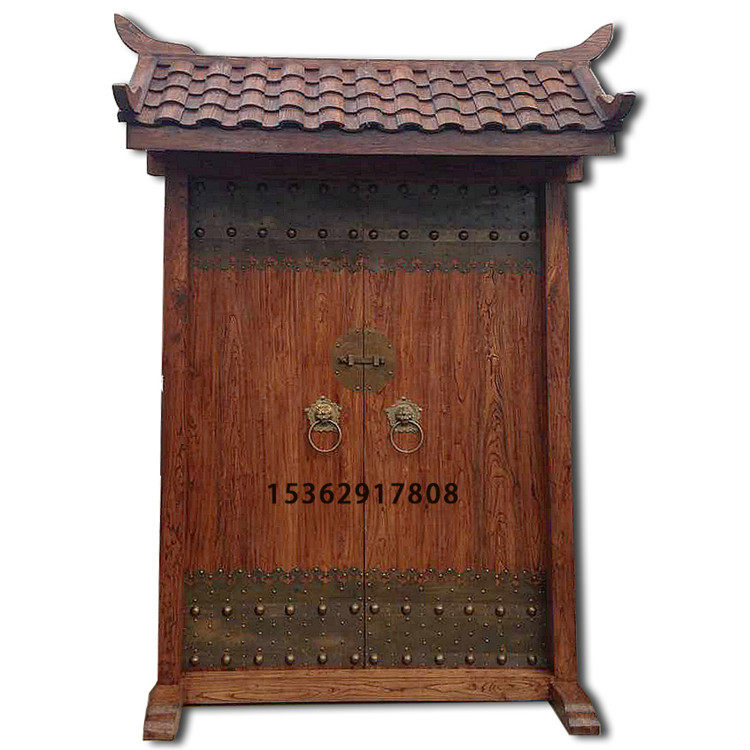 Old Elm Wood Gate Imitation Ancient Solid Wood Gate Villa Gate Tea Building Entrance Door Double Switch Old Door Court Door Booking System