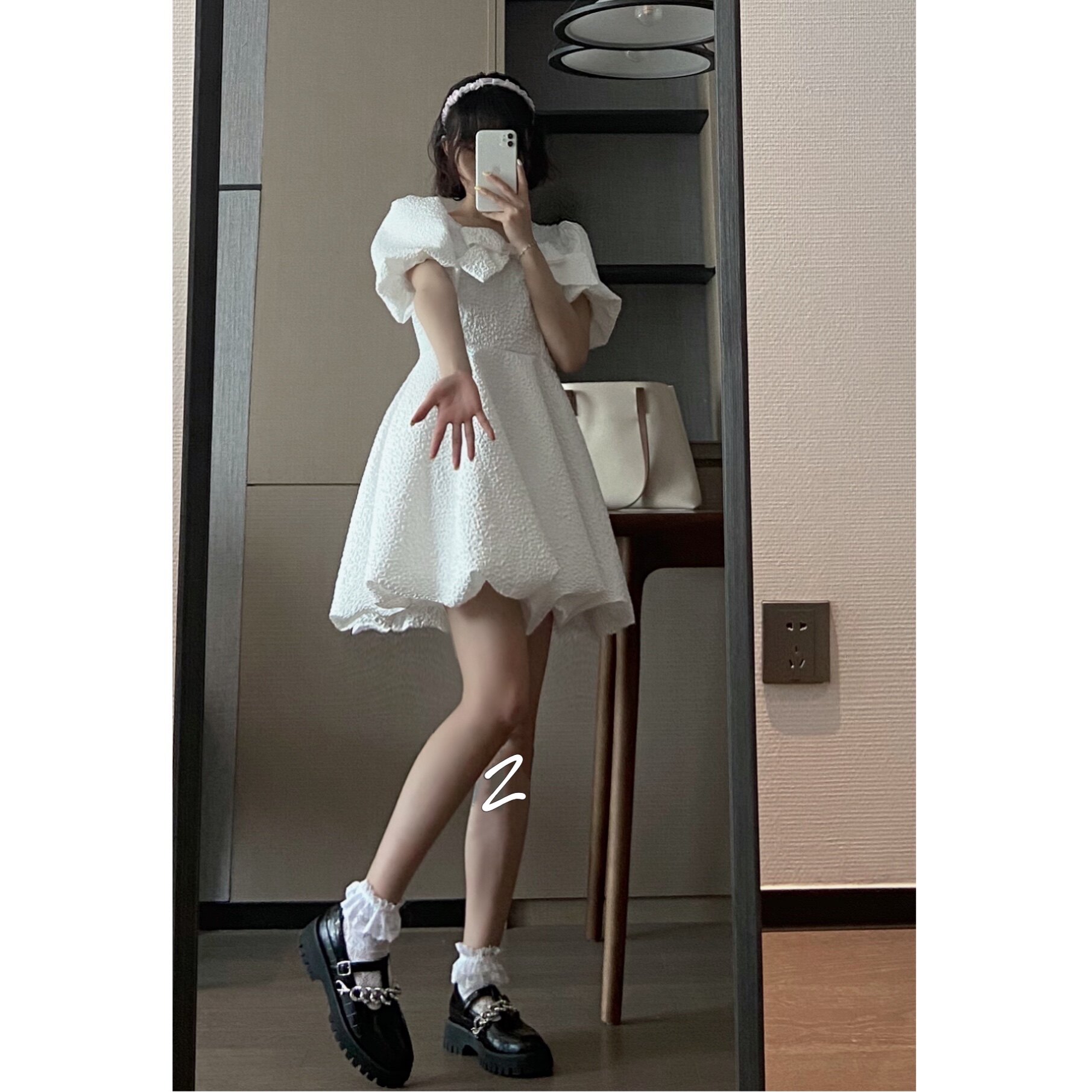 Xiaoyou MONA's white cute bow waist waist milk sweet princess dress birthday date slim dress