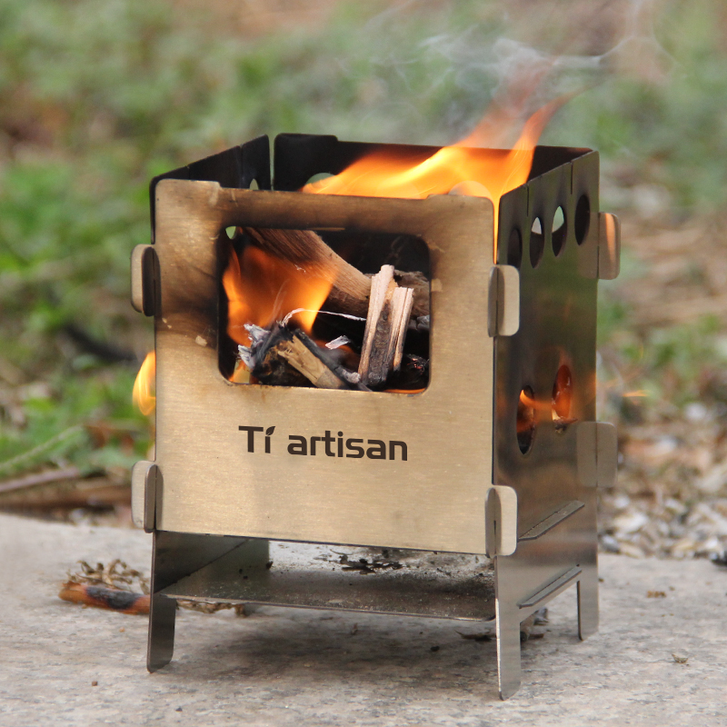 Titanium artisan outdoor stainless steel four-way firewood stove alcohol stove portable stove field card-type stove WS013