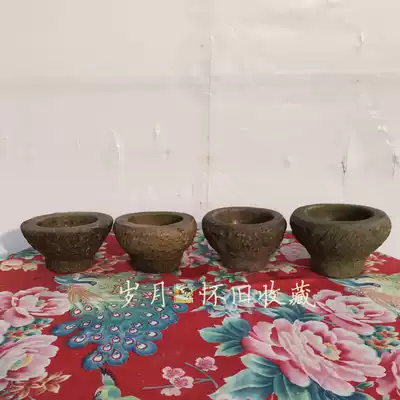 Old stone mortar small stone bowl creative ashtray blue stone flower pot old stone carving folk old objects nostalgic collection ornaments