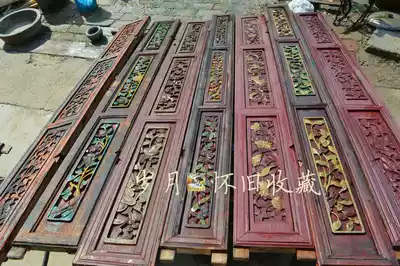 Hot selling old flower board Republic of China carving figures old flower window flower old hanging screen old wood carving high relief retro soft background