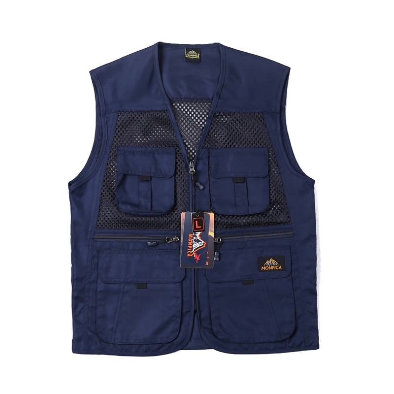 Foreign Trade Raw Single Spring Summer Outdoor Multifunction Maple Fishing Multi Pocket Sports Pure Cotton Photography Casual Kan Shoulder Drain Net