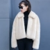 18 nữ mùa đông ngắn giả lông chồn lông áo thời trang lỏng lẻo tay áo ve áo ấm áo sang trọng Faux Fur