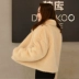 18 nữ mùa đông ngắn giả lông chồn lông áo thời trang lỏng lẻo tay áo ve áo ấm áo sang trọng Faux Fur