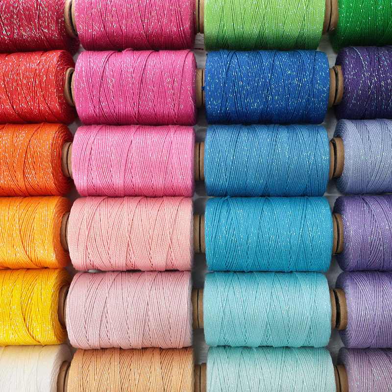 1mm Starry Sky Solid Color Hand-Twisted Cotton Thread DIY Bracelet Keychain Weaving Rope Craft Thread 120m (Can Be Sintered)