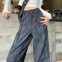 Retro American Tie Dye Overalls Womens 2024 Autumn High Waist Drape Sweet Cool Hot Girl Loose Casual Wide Leg Pants