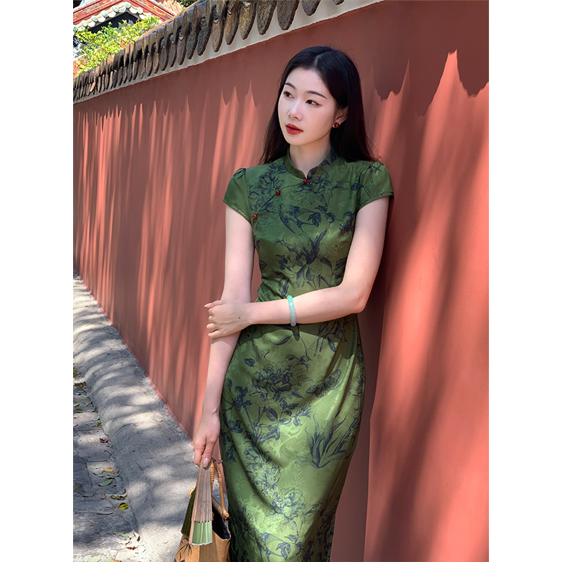EIA Yiyao [Danqingke] 新型中国ジャカード改良チャイナドレス女性春気質復古半袖ワンピース