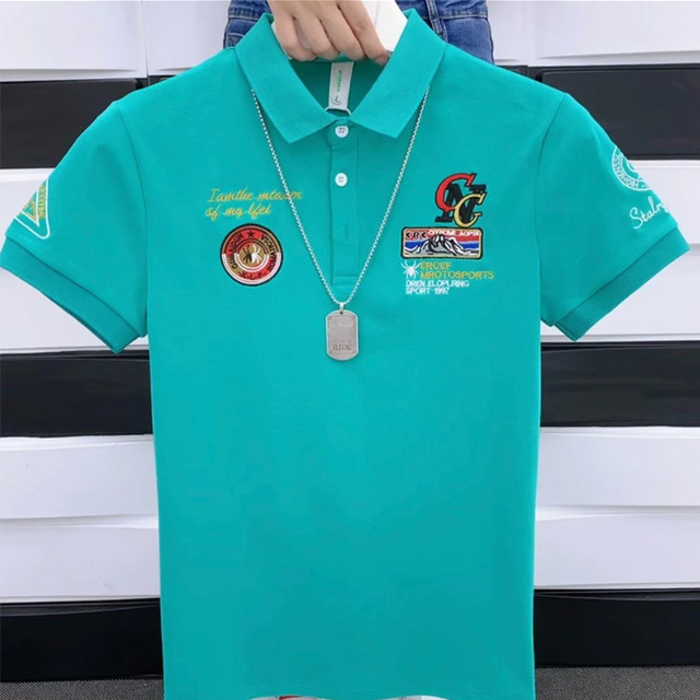 Summer embroidered trendy brandy polo shirt men's short-sleeved letters new versatile Korean version lapel T-shirt Internet Celebrity half sleeves