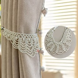 Curtain Tiebacks, a Pair of Decorative Light Luxury Pearl Window Accessories, No-Nail Buckle Rings, Tie Straps, Hanging Balls