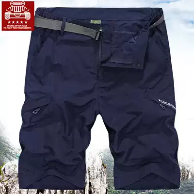 Outdoor men's quick-drying shorts multi-pocket five-point beach pants summer thin loose mountaineering assault pants