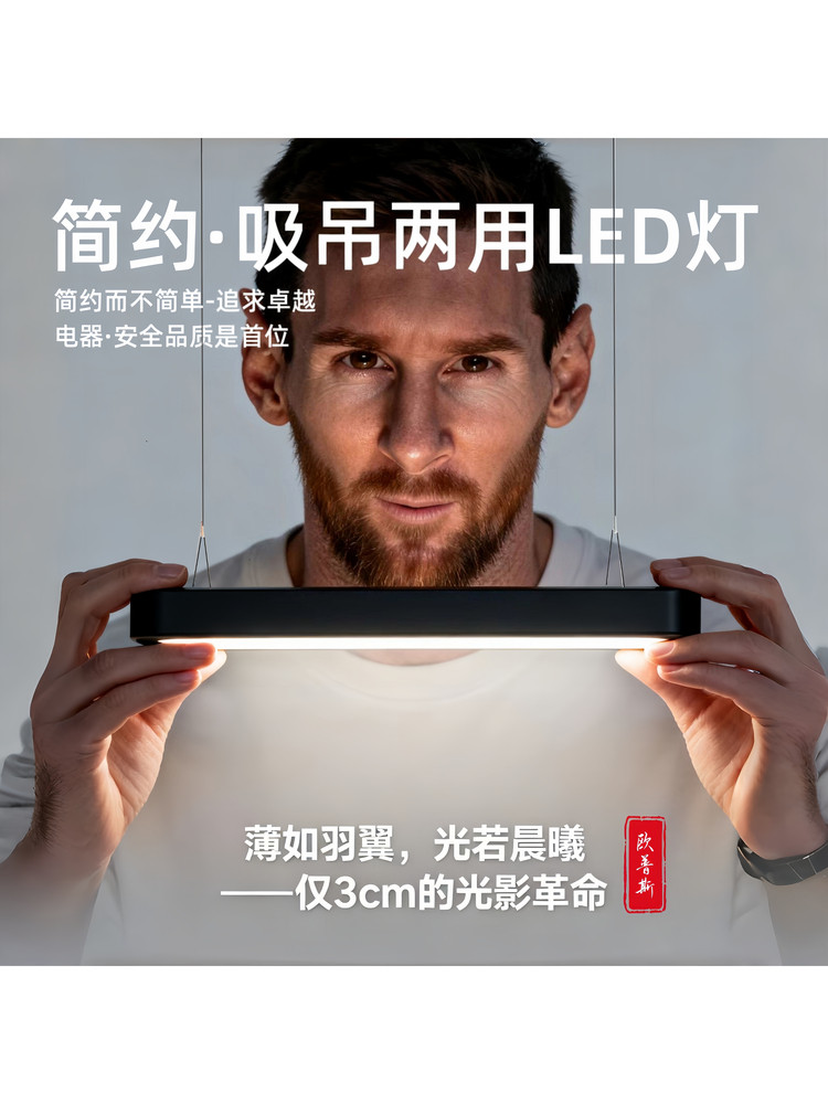 Office Led Strip Lights, Barber Shop Commercial Supermarket Classroom Strip Lights, Ceiling-Mounted Square Light Fixtures, Special Pendant Lights for Storefronts