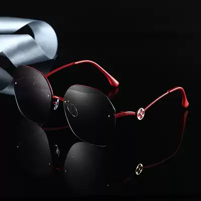 New fashion red frame polarized sunglasses women's trend light retro personality trimming big face net red sunglasses driving