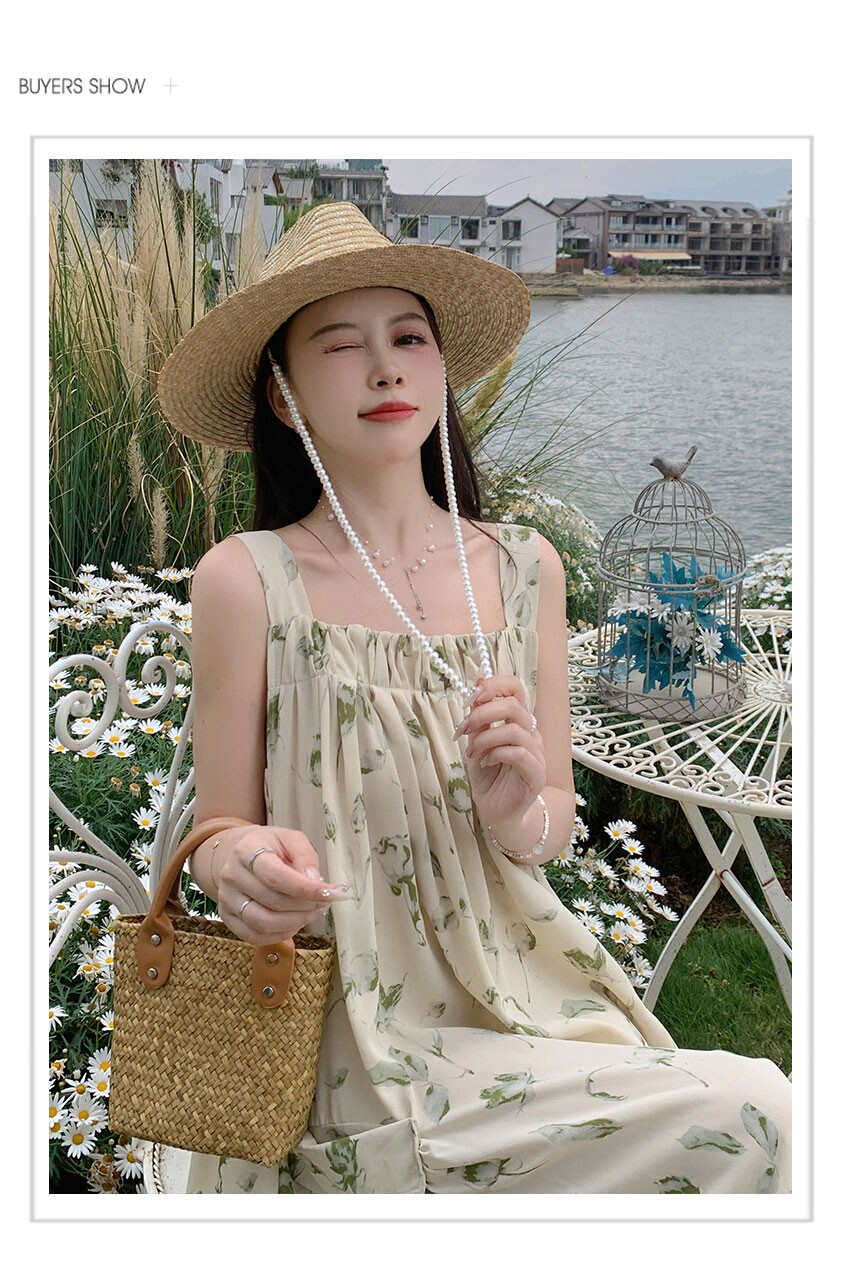 Платье для беременных 孕妇装夏装连衣裙长款雪纺碎花背带裙夏季大码田园风孕晚期吊带裙 OTHER