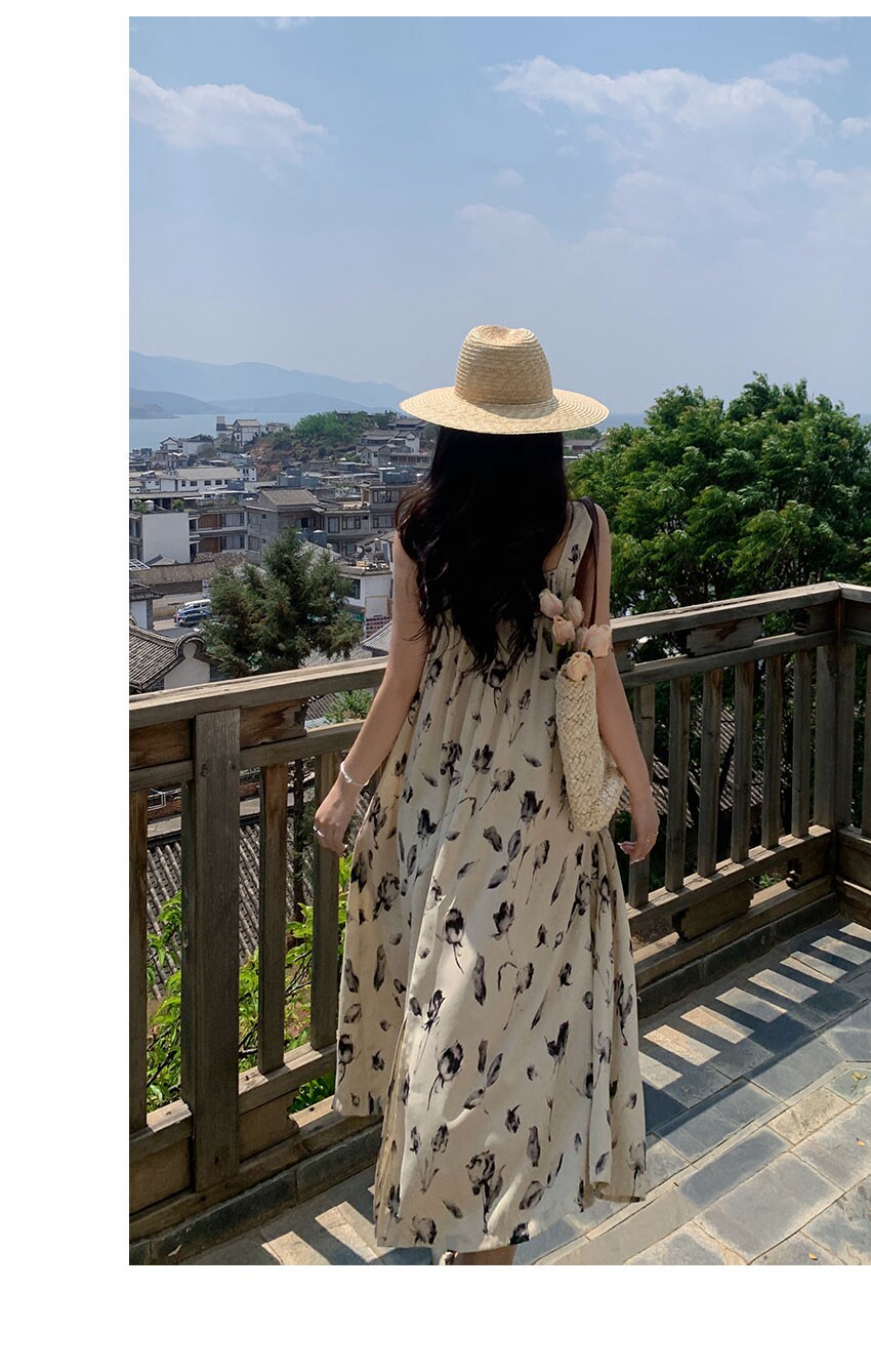 Платье для беременных 孕妇装夏装连衣裙长款雪纺碎花背带裙夏季大码田园风孕晚期吊带裙 OTHER