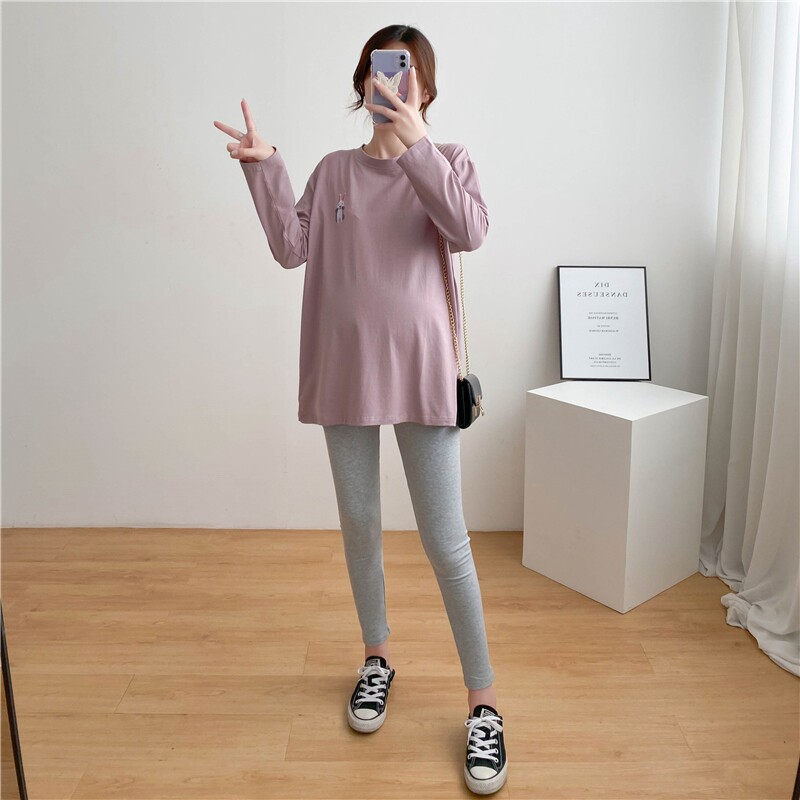 Pregnant Woman Spring Dress Blouse Spring And Autumn Covered Butt Suit Pure Cotton Long Sleeve T-shirt Loose large size for long version of undershirt