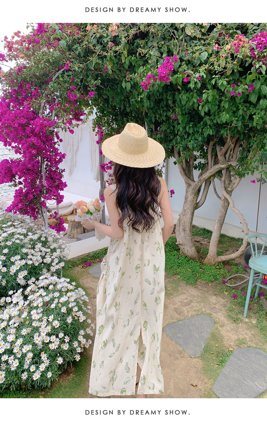 Платье для беременных 孕妇装夏装连衣裙长款雪纺碎花背带裙夏季大码田园风孕晚期吊带裙 OTHER