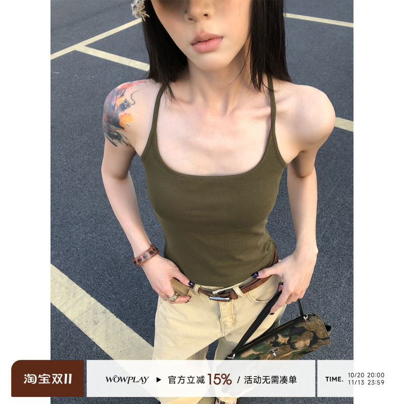Wowplay Yang Jiqi American-Style Spicy Girl Camisole with Chest Pads, Women's Summer Backless Sleeveless Top Vest Wowplay Yang Jiqi American-Style Spicy Girl Camisole with Chest Pads, Women's Summer Backless Sleeveless Top Vest