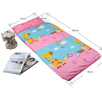 Tapis de sieste Extra large en coton et velours corail double couche portable pour maternelle sac noyau doreiller amovible