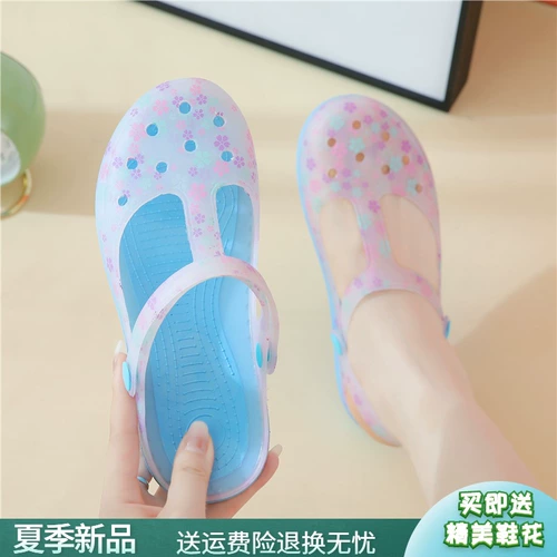 Летние тапочки в стиле Crocs, пляжная обувь, нескользящие босоножки, закрытый носок, мягкая подошва