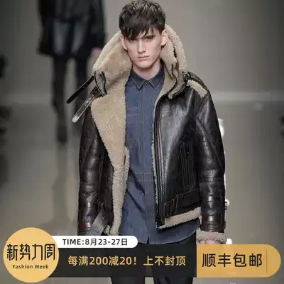 21 winter lamb fur fur one-piece men's jacket genuine leather real hair short leather sheepskin thickened B3 air force