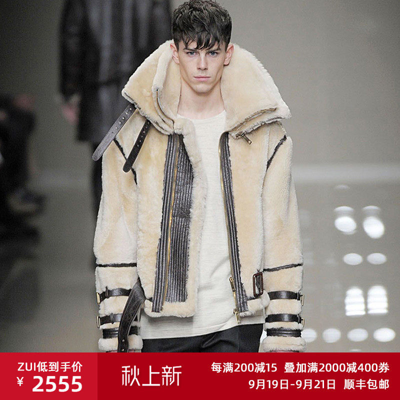 2022 new lamb fur men's jacket leather fur one short locomotive B3 flight jacket air force thick