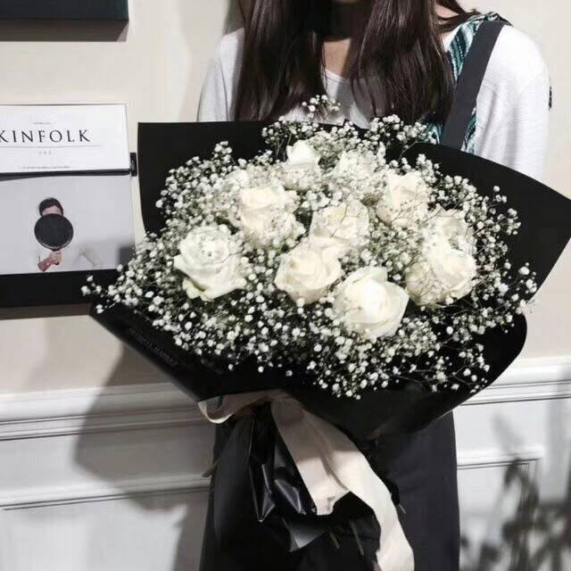 520 Hangzhou flowers express Tongcheng white roses imported color starry bouquet birthday order florist lover