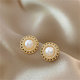 Retro Hong Kong style earrings female Korean fashion atmosphere light luxury simple niche earrings pearl earrings temperament earrings