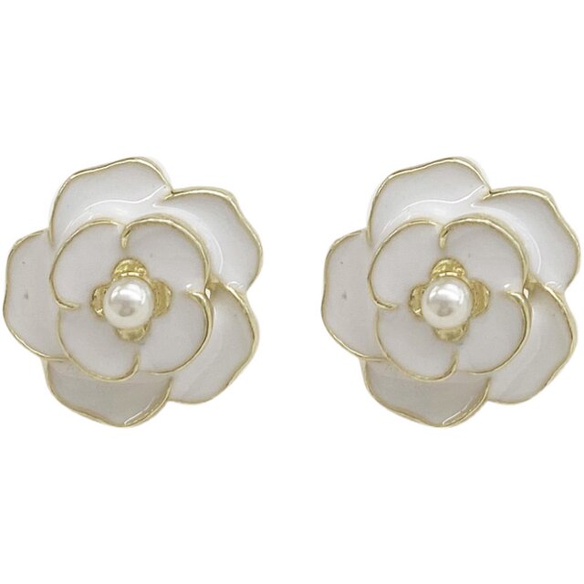 2021 new trendy Korean high-end earrings camellia earrings temperament ear buckle rose fashion earrings women