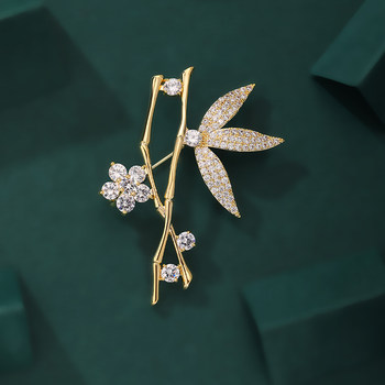 New atmospheric corsage Korean version creative bamboo leaf section diamond brooch female high-end all-match gender needle accessories